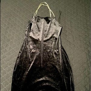 H&M black velour rhinestone strap dress.